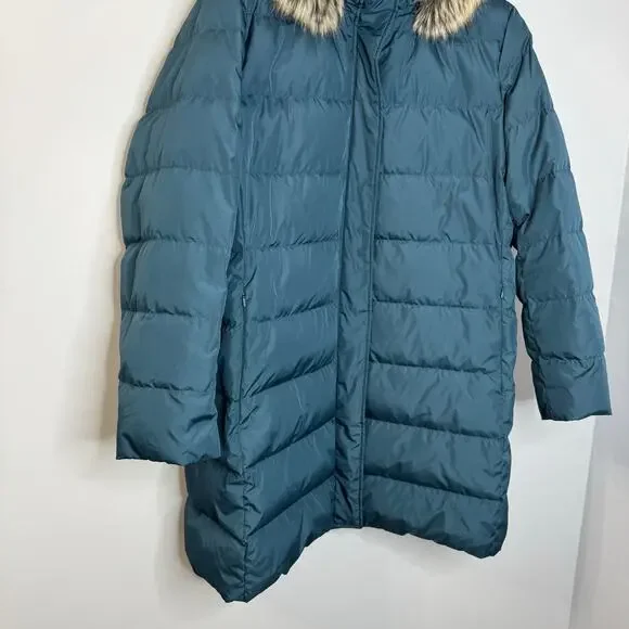Lands End Women's Plus 1X Down Puffer Winter Coat Jacket Blue - Picture 5 of 13